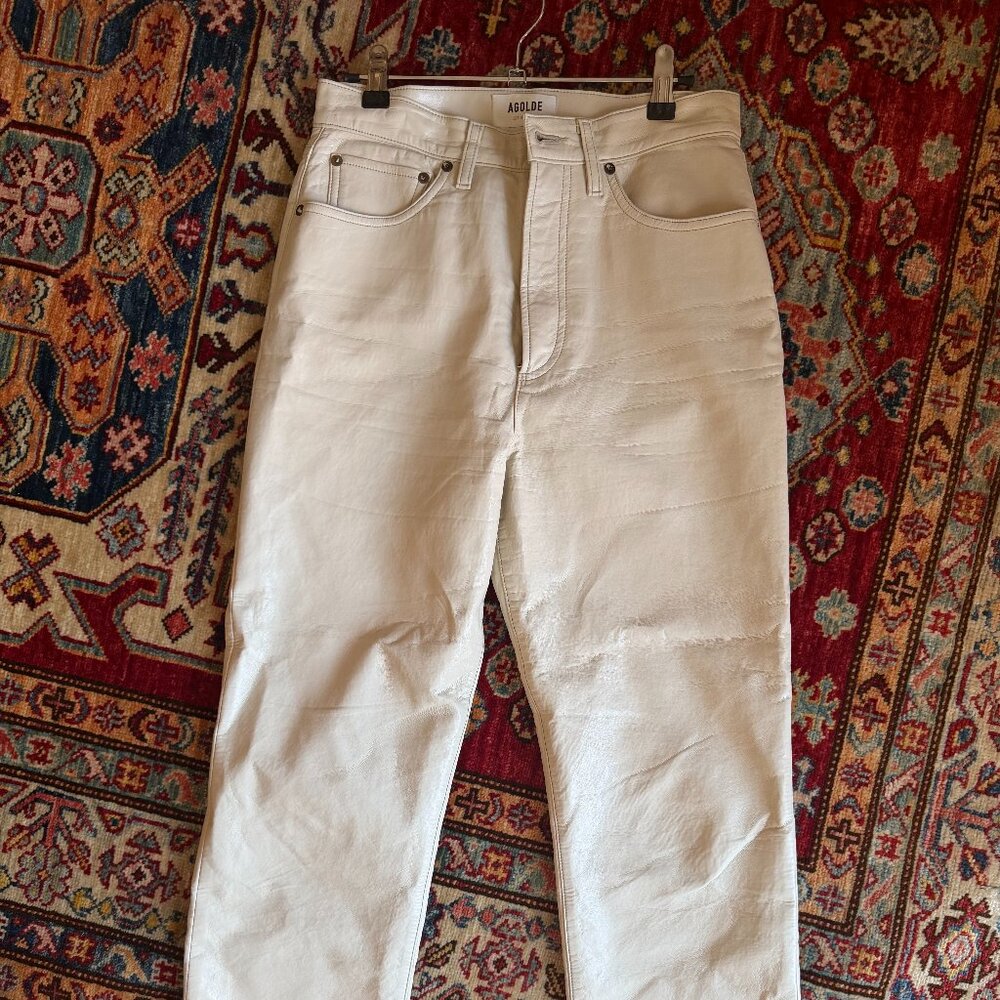 Agolde Ivory white leather pants